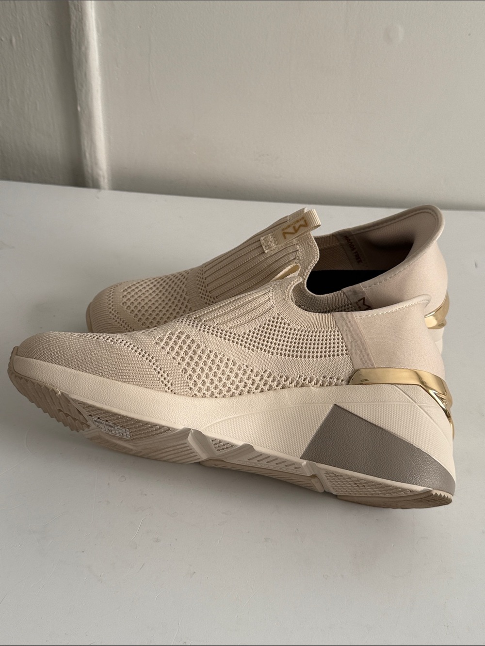 Skechers Cream Slip-On Knit Sneakers - Picture 7 of 11